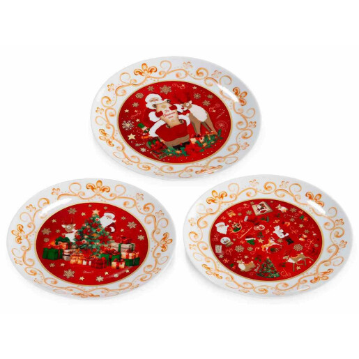 Set 6 farfurii Craciun portelan multicolor 20.5 cm