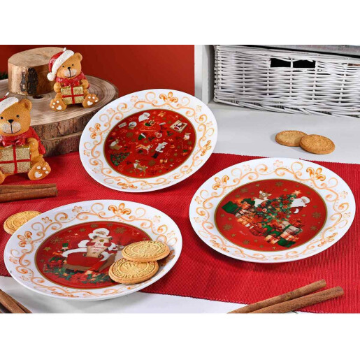 Set 6 farfurii Craciun portelan multicolor 20.5 cm