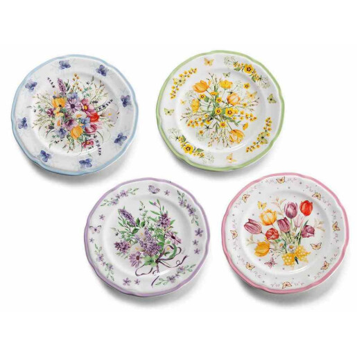 Set 4 arfurii portelan multicolor Flori Ø 20 cm