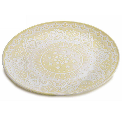 Tava decorativa lemn galben alb Ø 34,5 cm