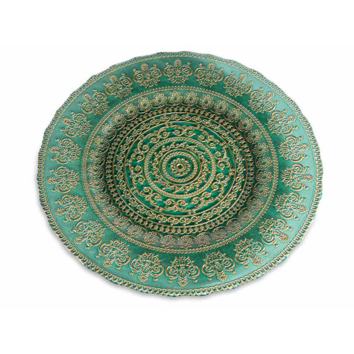 Set 2 platouri sticla aurie verde 32.5 cm