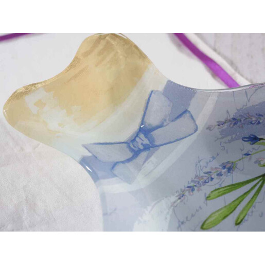 Set 2 farfurii sticla multicolora Lavanda 20.5x26 cm