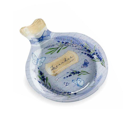 Set 2 farfurii sticla multicolora Lavanda 20.5x26 cm