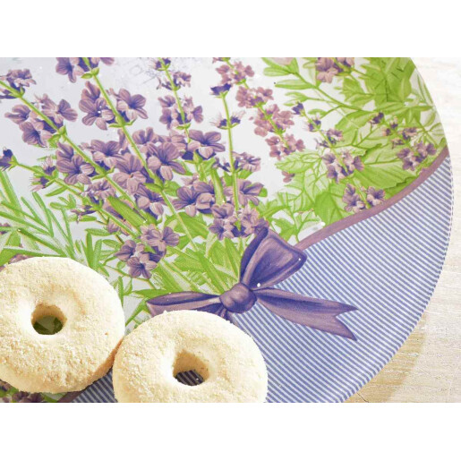 Set 4 farfurii sticla multicolora Lavanda 25 cm