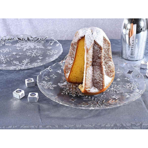 Platou Craciun sticla transparenta argintie Ø 32.5 cm