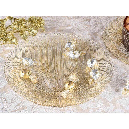 Farfurie sticla transparenta aurie 33 cm