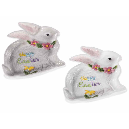Set 2 platouri Paste Iepuras ceramica multicolora 23.5x23 cm