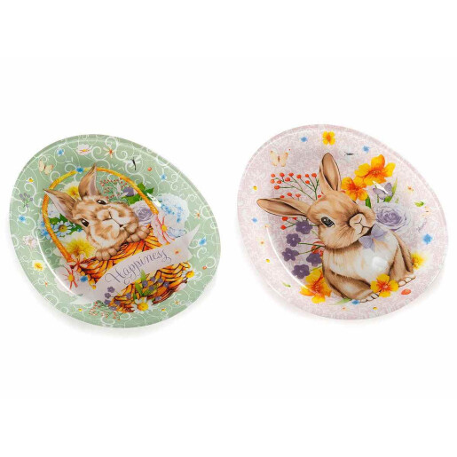 Set 2 platouri Paste sticla multicolora 24x20 cm