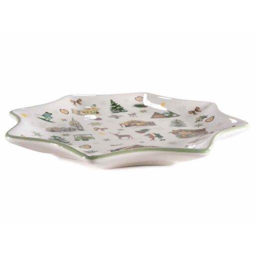 Set 2 platouri Craciun ceramica multicolora Ø 30 cm, Ø 25,5 cm