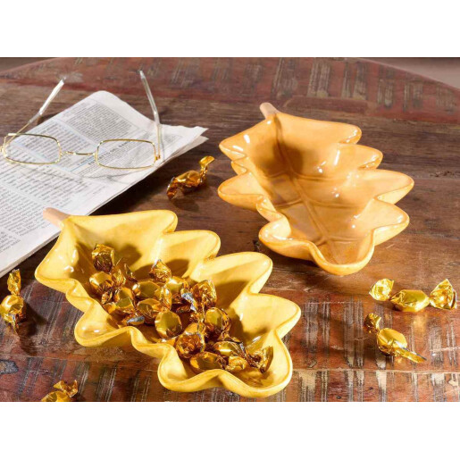 Set 2 tavi decorative ceramica Frunze 22,5 x 13 x 3,5 H