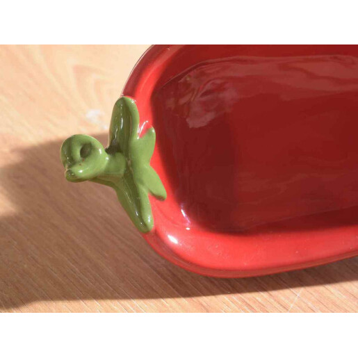 Set 2 platouri ceramica rosie verde Chili 27.5x12.5x6.5 cm, 17x8.5x4.5 cm