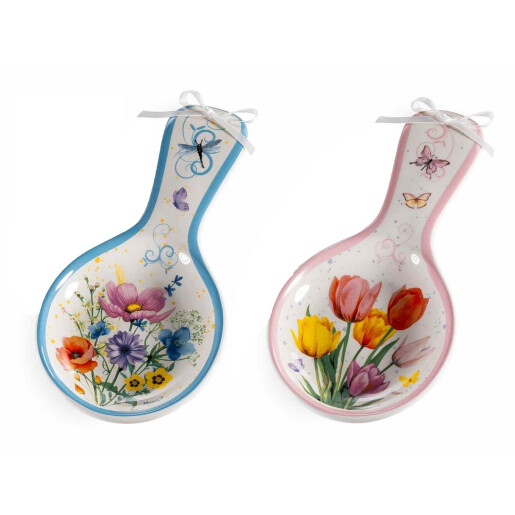 Set 2 suporturi linguri ceramica multicolora Flowers 11,5 x 24,5 H