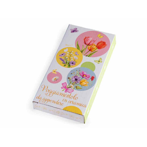 Set 2 suporturi linguri ceramica multicolora Flowers 11,5 x 24,5 H
