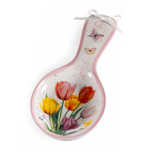Set 2 suporturi linguri ceramica multicolora Flowers 11,5 x 24,5 H