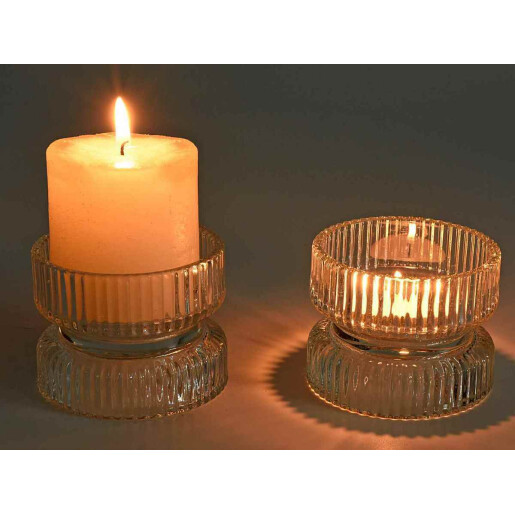 Suport lumanare sticla 9x6.5 cm