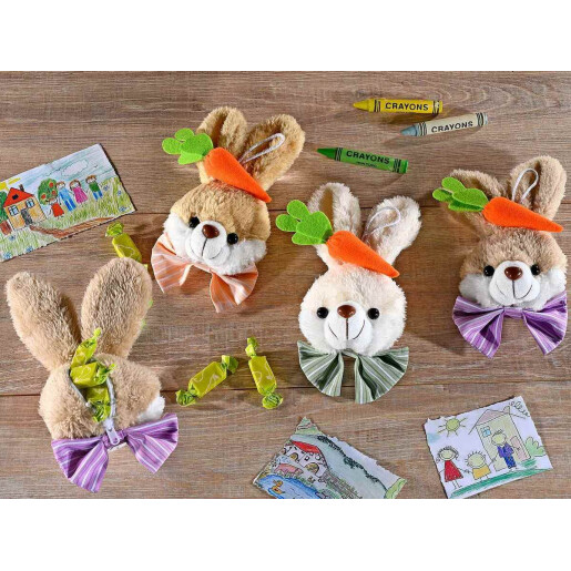 Set 3 figurine Iepurasi textil multicolor 10x5x19 cm