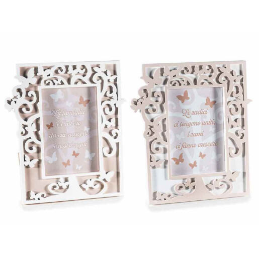 Set 2 rame foto masa lemn maro alb Tree of Life cm 17 x 19 H, 8 x 12 H