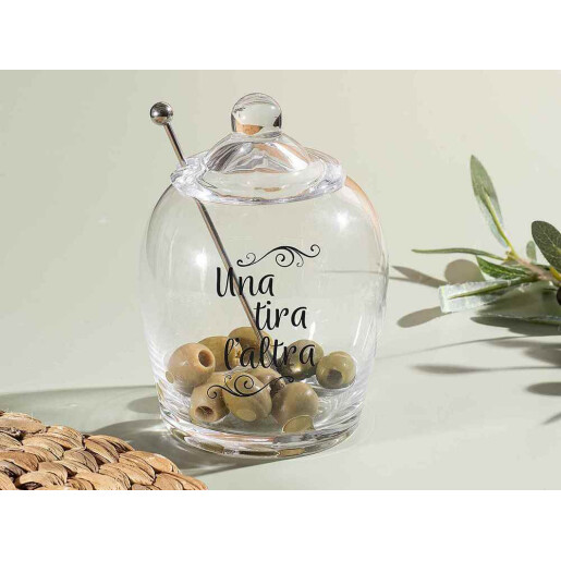 Borcan depozitare cu lingurita Ø 10 cm x 14 H, 13,5 H