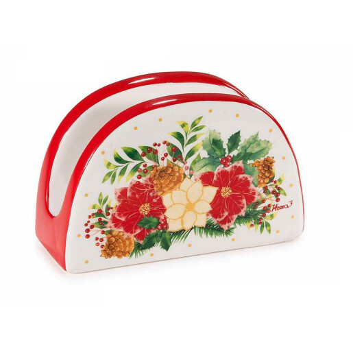 Suport servetele Craciun ceramica multicolora cm 11,5 x 4,5 x 7 H