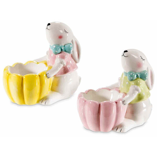 Set 6 suporturi oua Paste ceramica multicolora 10x6x9 cm