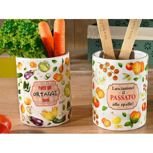 Borcan decorativ, depozitare ceramica multicolora Ø 10,5 cm x 13,5 H