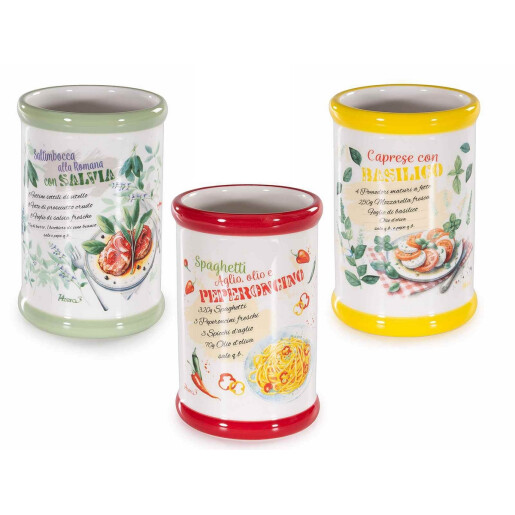 Set 3 borcane ceramica multicolora Ø 8 cm x 12,5 H