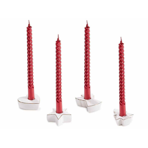 Set 8 suporturi lumanari portelan alb auriu cm 6,5 x 8,5 x 3 H