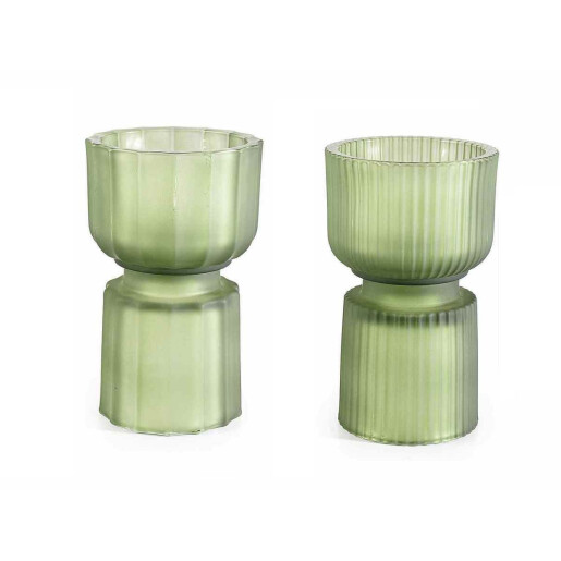 Set 4 candele sticla verde 10.5x17.5 cm