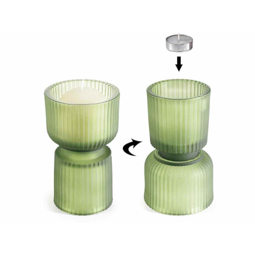 Set 4 candele sticla verde 10.5x17.5 cm