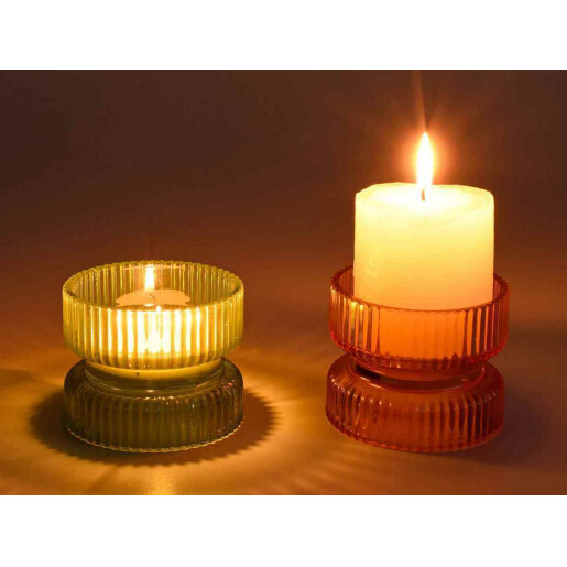 Set 8 candele sticla 9x7 cm