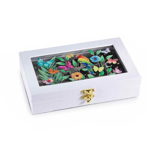 Cutie bijuterii compartimentata Flowers cm 22,5 x 14 x 5 H