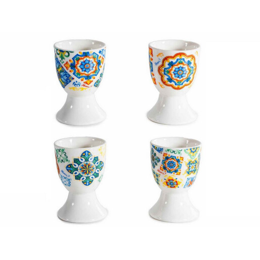 Set 4 suporturi oua portelan multicolor  Ø 4,5 cm x 7 H