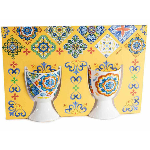 Set 4 suporturi oua portelan multicolor  Ø 4,5 cm x 7 H
