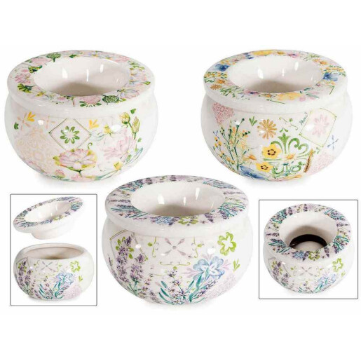 Set 3 scrumiere antivant ceramica decor Flori 3 x Ø 10 cm x 6 H