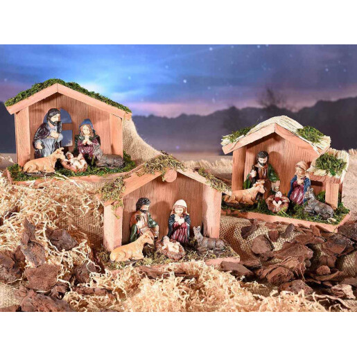 Set 3 decoratiuni religioase polirasina multicolora 12x5x9 cm