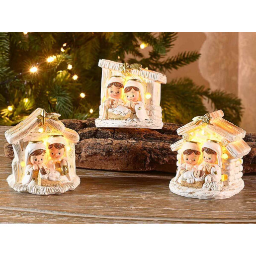 Figurine religioase polirasina multicolora cu led 3xcm 5 x 4,5 x 6 H