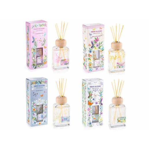 Set 4 parfumuri camera cu betisoare multiarome 7,5 x 5 x 19 H, 100 ml