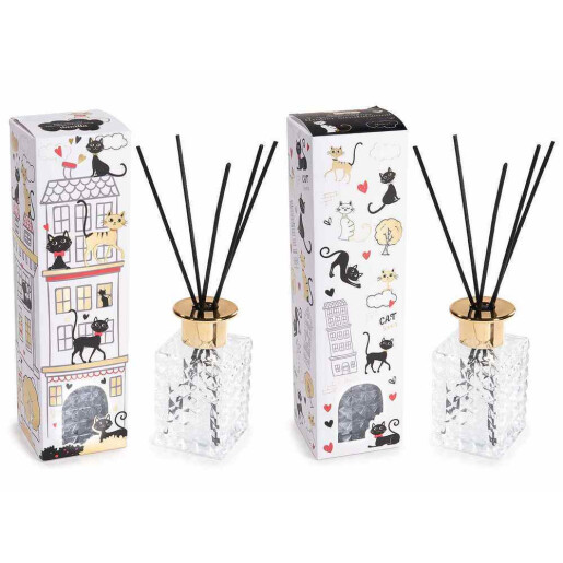 Set 2 parfumuri camera cu betisoare aroma Vanilie, Chihlimbar si Lemn Santal 6,5 x 6,5 x 24 H, 120 ml