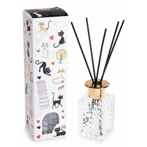 Set 2 parfumuri camera cu betisoare aroma Vanilie, Chihlimbar si Lemn Santal 6,5 x 6,5 x 24 H, 120 ml