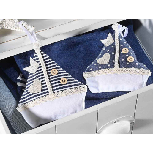 Set 2 barcute textil cu granule parfumate aroma Ocean cm 13 x 13 H