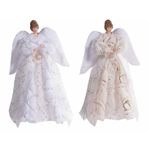 Set 2 figurine, varf brad Ingeri textil cm 24 x 10 x 36 H
