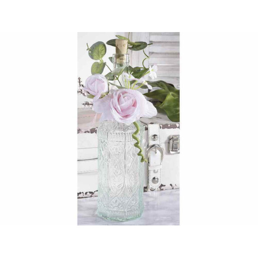 Trandafir artificial alb crenguta verde 36 cm