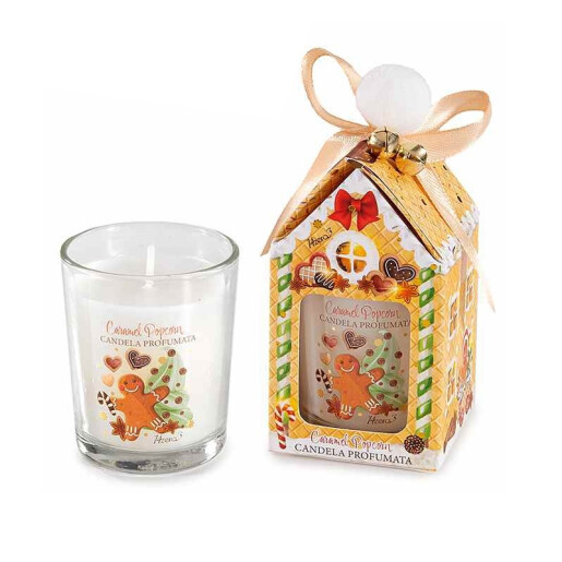 Lumanare parfumata Craciun aroma Piersica si Nuca Cocos cm 5,5 x 5,5 x 11,5 H