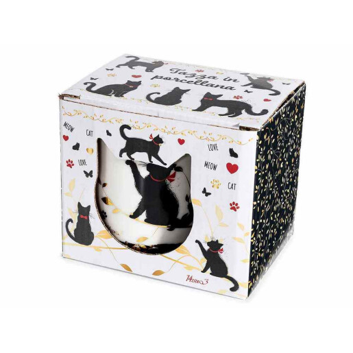 Cana portelan in cutie cadou Pisicute Ø 8,5 cm x 9,5 H, 350 ml