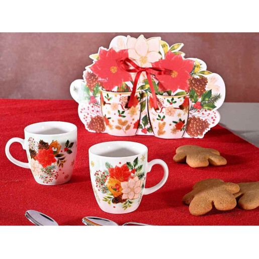 Set 8 cani Craciun portelan multicolor 5.5x6 cm, 80 ml