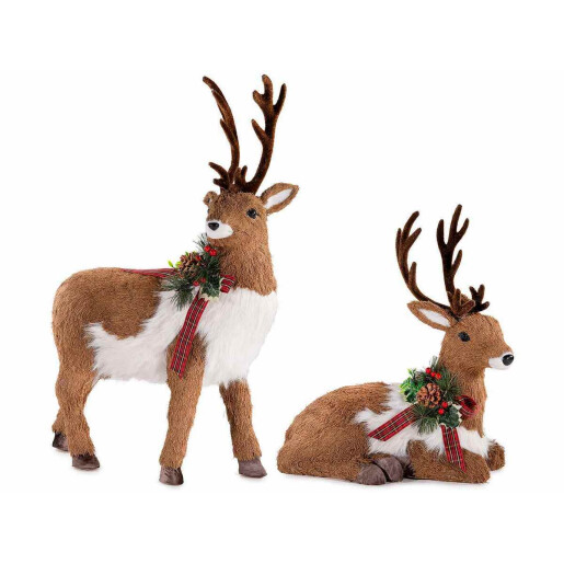 Set 2 figurine Reni fibre naturale multicolore 40.5x18x64 cm, 39.5x23x45 cm