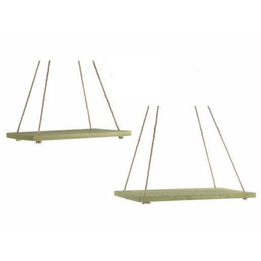 Set 2 etajere lemn verde 40x28x1.5 cm, 33x26x1.5 cm