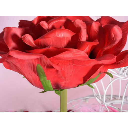 Trandafir artificial rosu verde 40x113 cm