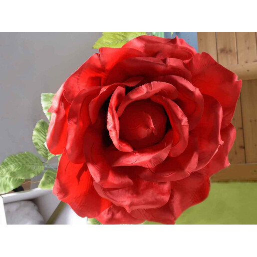 Trandafir artificial rosu verde 40x113 cm