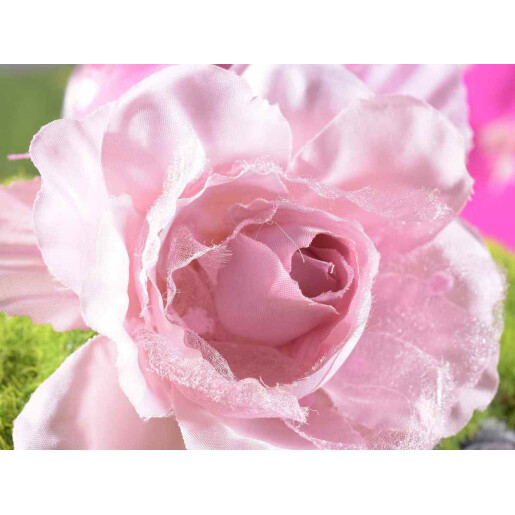 Set 12 Trandafiri artificiali roz 14 cm